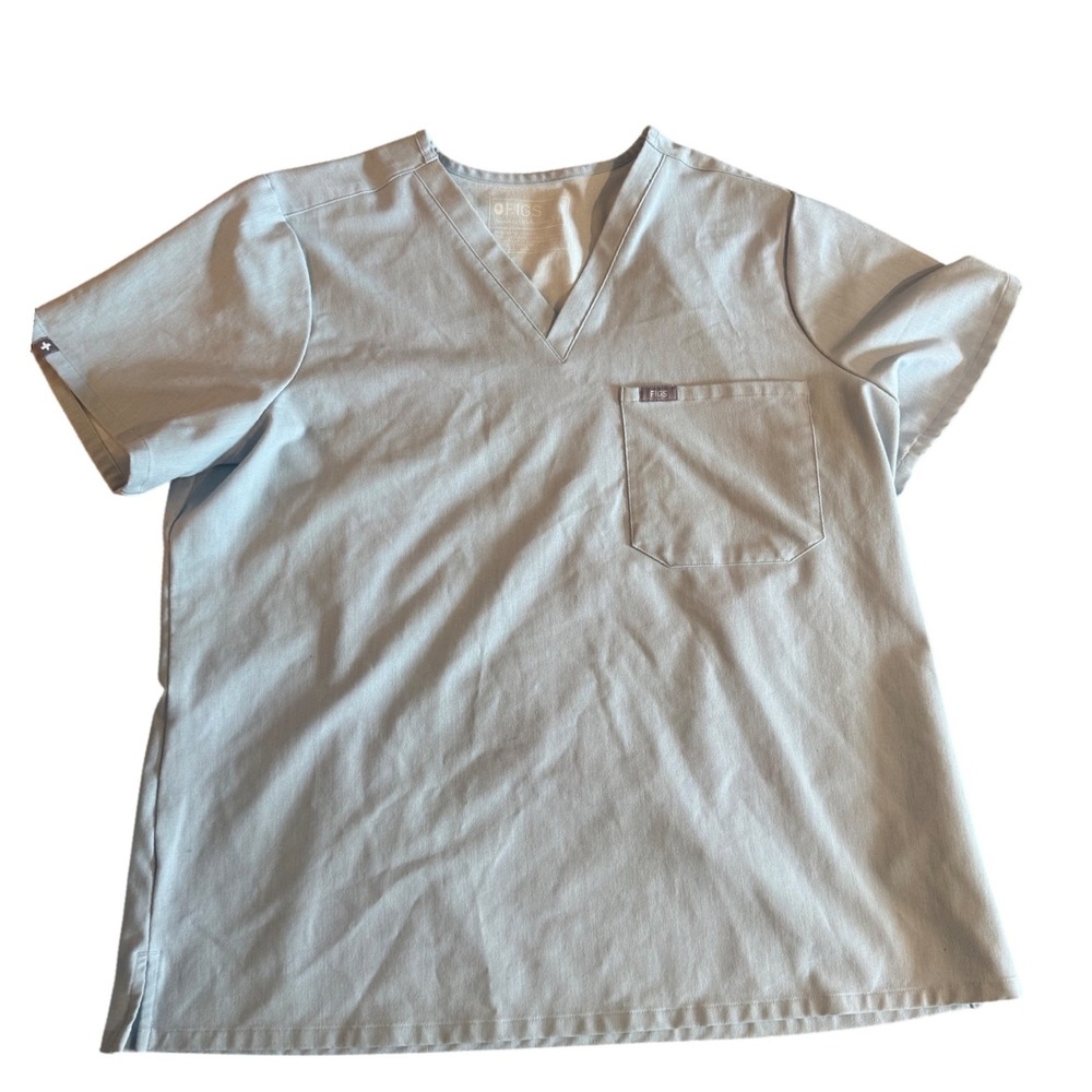 FIGS Technical Collection XL Light Blue V-Neck Scrub Short Sleeve Chest Pocket